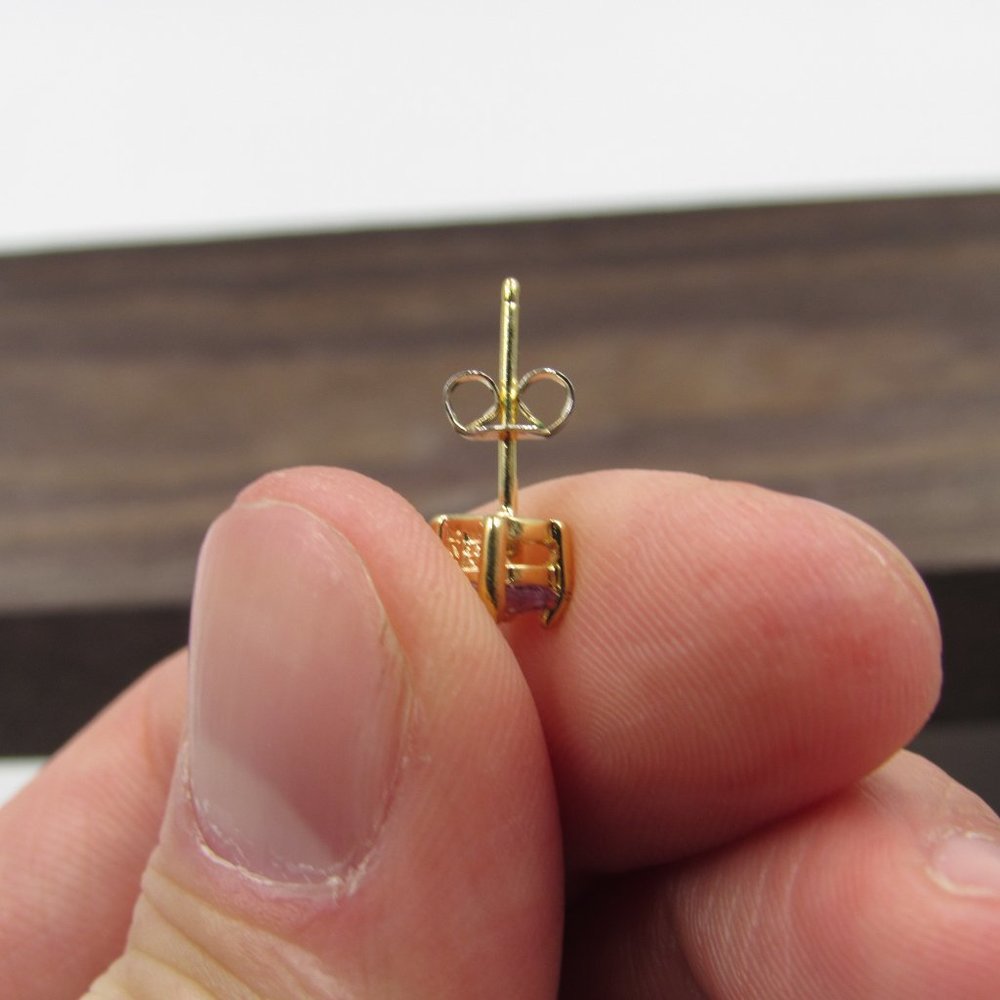 Sterling Silver Amethyst Stud Earrings Vintage - Picture 3 of 5